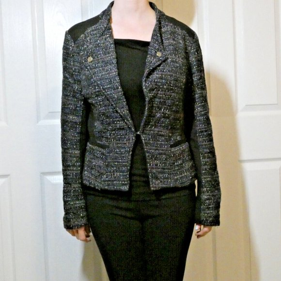 WHBM Jacket Black Classic Office Suit Blazer Tweed Multicolor Dress-up Size 6 - Picture 6 of 11